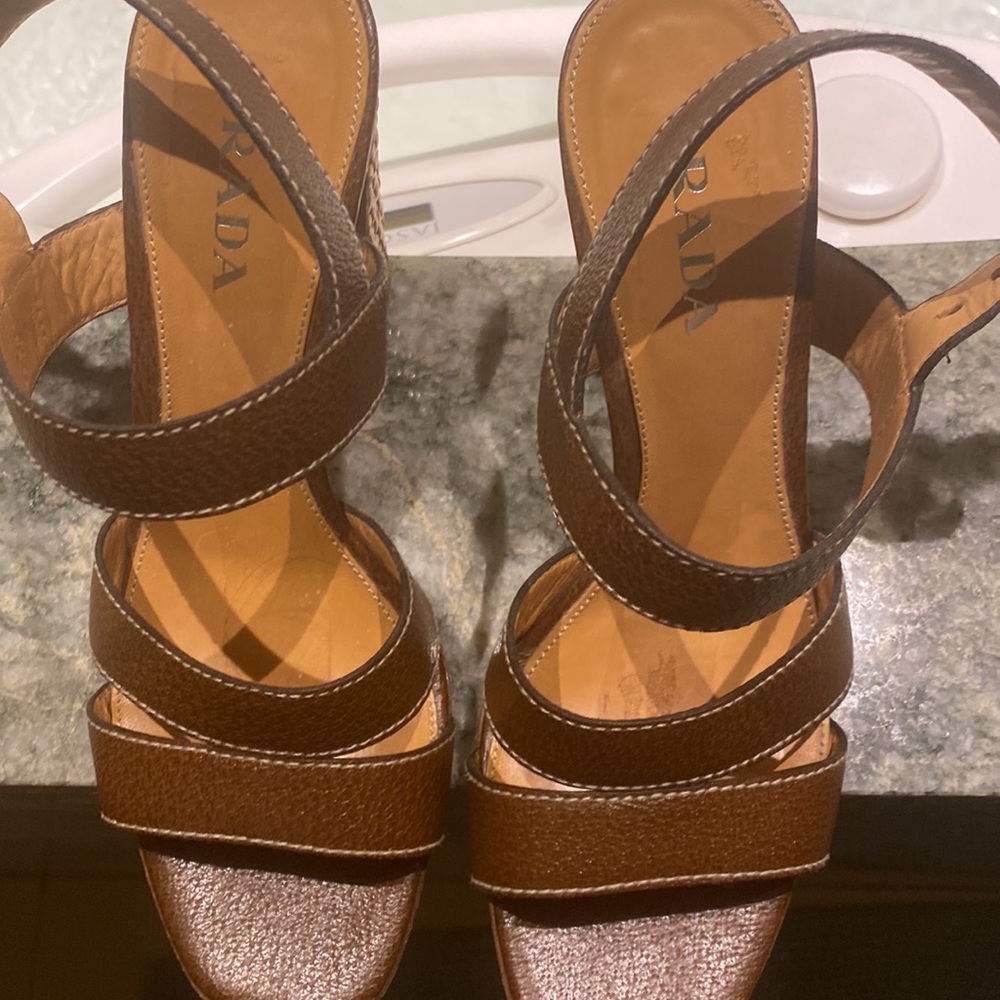 Prada Authentic Brown leather Sandals SZ 38